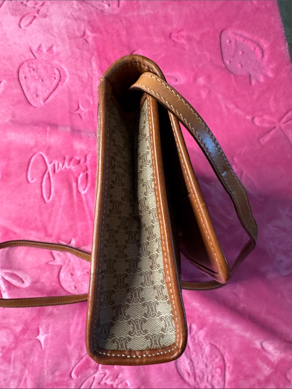 CELINE Macadam Triomphe Shoulder Bag Removable Strap, Logo Leather Band, Vintage - Picture 10 of 17